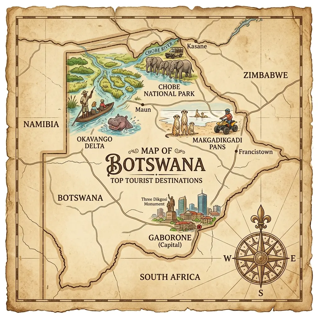 Botswana tourist map