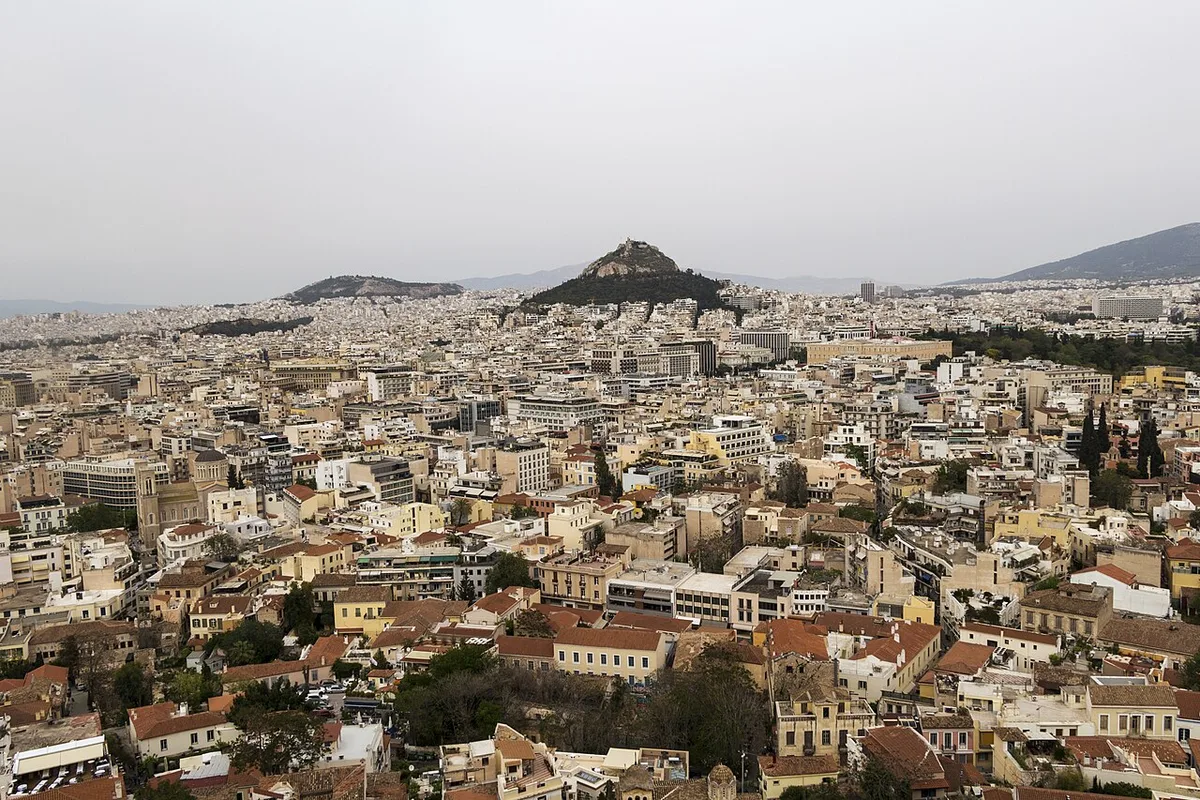 Athènes vue depuis l’Acropole, repère urbain pour situer la Grèce sur la carte Europe
