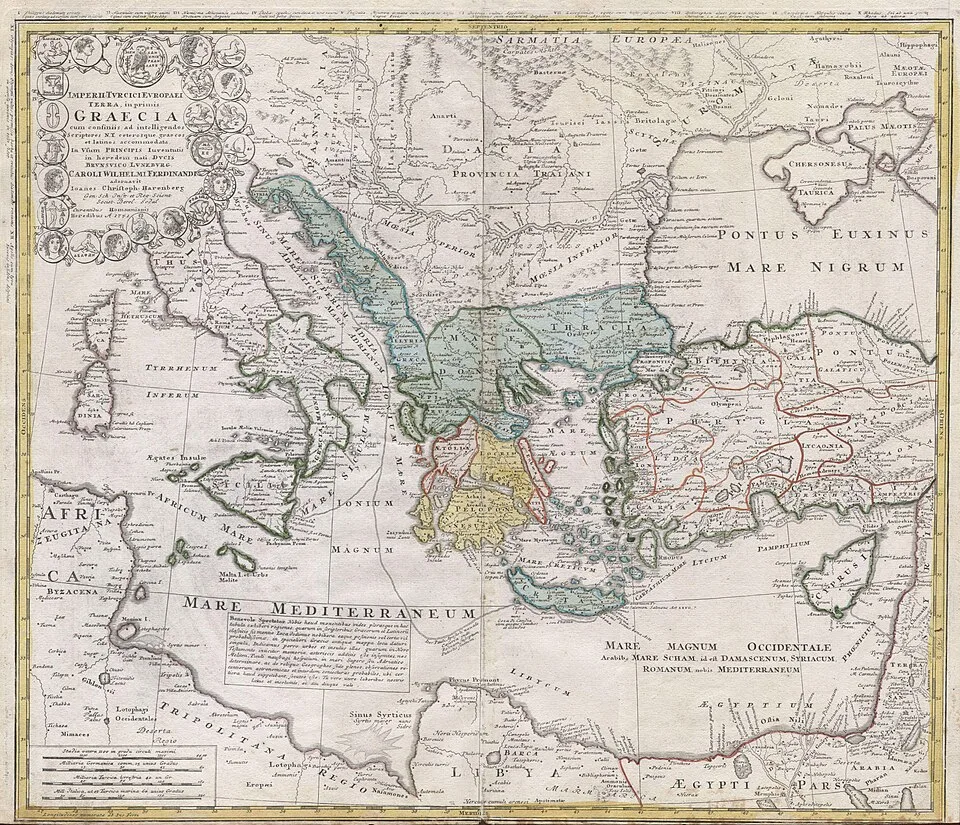 Map of ancient Greece showing cities, islands, and maritime routes in the eastern Mediterranean