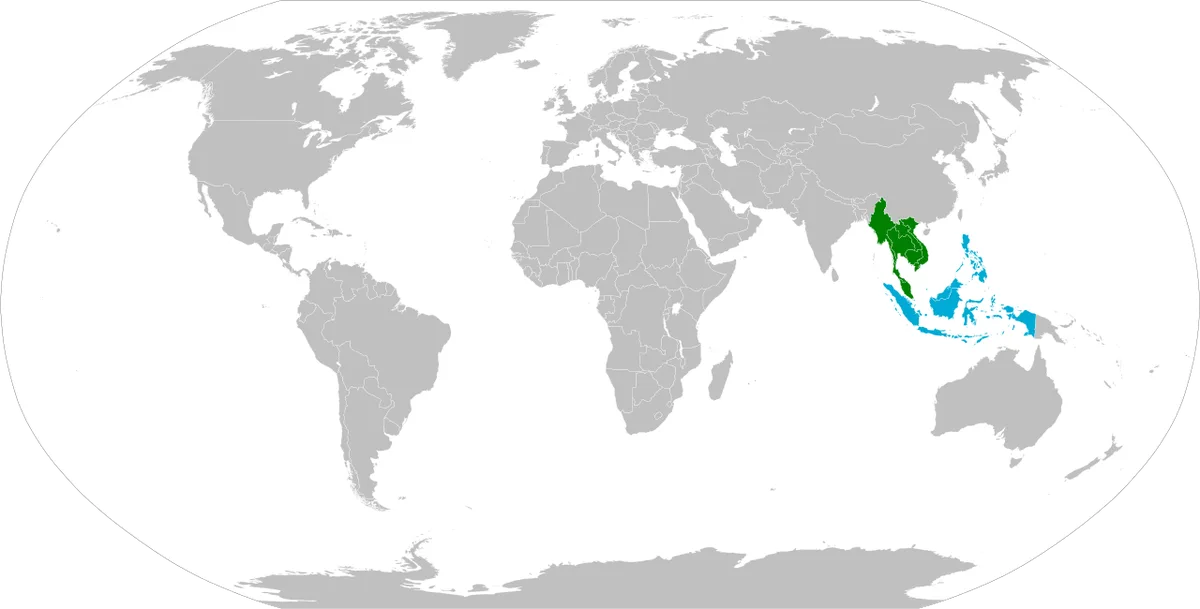 Carte des États de l’Asie montrant l’Asie du Sud-Est continentale et maritime, avec ses archipels