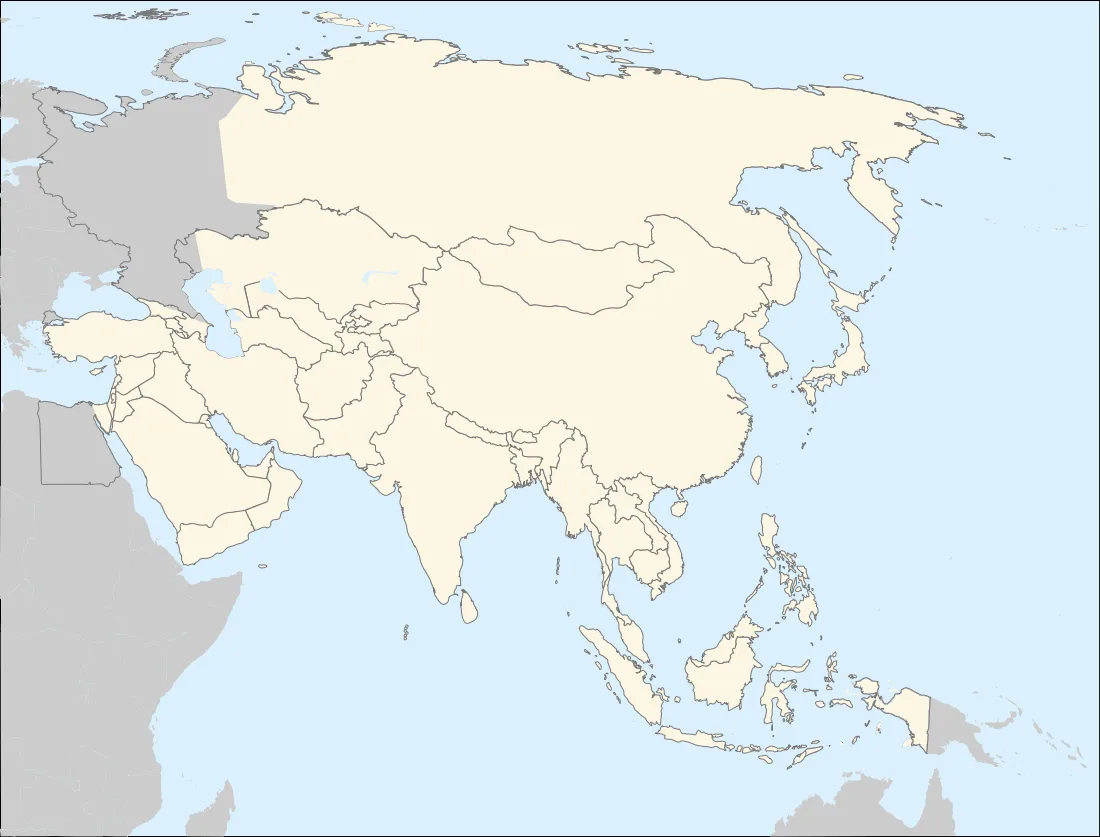 Carte des États de l’Asie muette pour repérer les frontières et pays