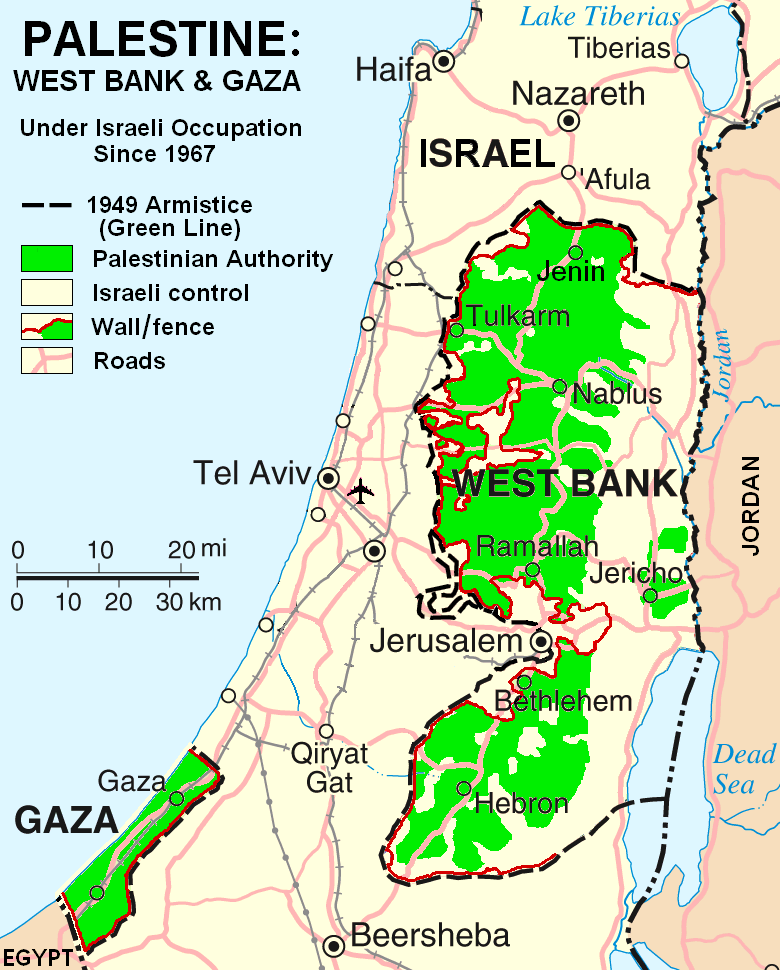 Carte des États de l’Asie situant la Palestine et ses territoires
