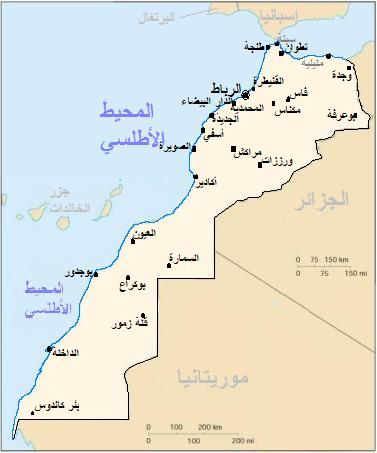 Mapas turísticos Marruecos: mapa general situando el Rif, las ciudades históricas y los grandes ejes