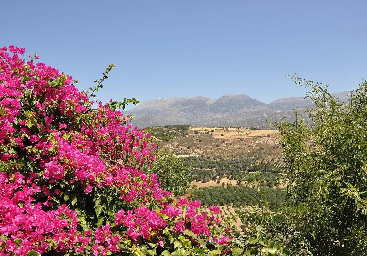 Greece map islands: mountainous landscape and Mediterranean coast near Vori, in Crete