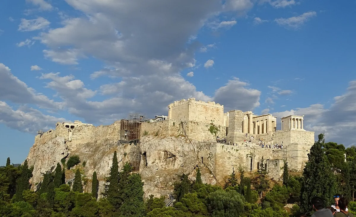 Grèce carte touristique d’Athènes avec vue sur l’Acropole depuis l’Aréopage