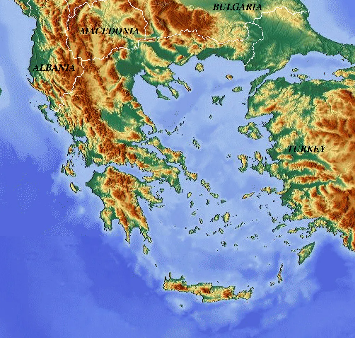 La Grèce carte Europe : régions, villes, mers et îles principales