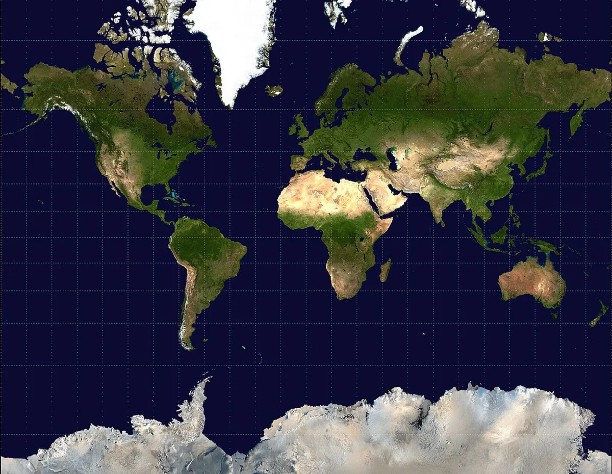 Mercator projection of the Earth to locate a vector map of Morocco