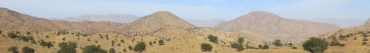 Valley south of Tafraout, relief of the Anti-Atlas on Moroccan topographic maps